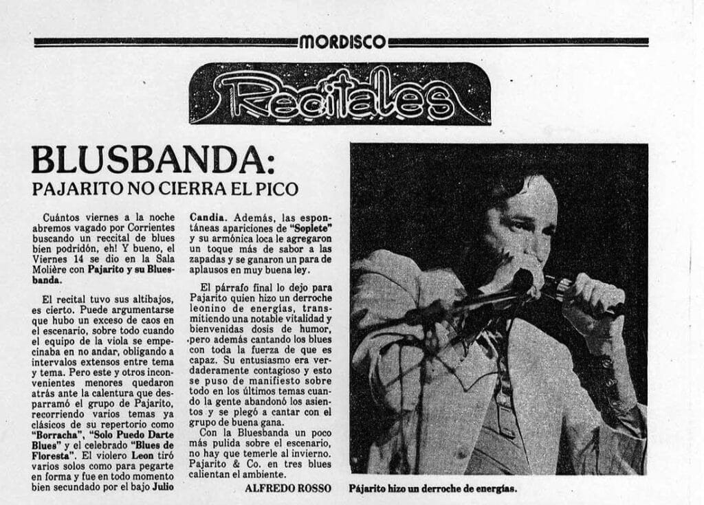 Bluesbanda: Pajarito no cierra el pico - Cuántos viernes a la noche habremos vagado por Corrientes buscando un recital de blues bien podridón, eh! Y bueno, el viernes 14 se dio en la Sala Moliére con Pajarito y su Bluesbanda. Bluesbanda