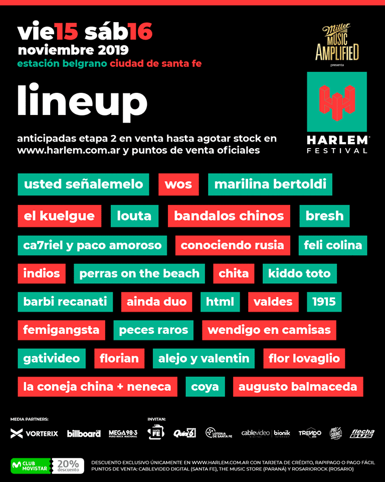 Harlem Festival: presentaron el festival santafecino - Se viene la segunda edición del Harlem Festival. El evento de entretenimiento, música y gastronomía más importante de la provincia de Santa Fe que se llevará a cabo los días 15 y 16 de noviembre. En esta cuenta regresiva, conversamos con algunos de los artistas que forman parte del variado y talentoso lineup. Harlem Festival