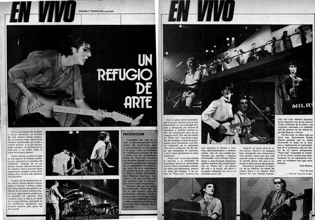 Un refugio de arte - Charly García presentó "Piano Bar" en el Luna Park. Rescate de una crónica publicada en la Revista Pelo Nº241, junio de 1985.? charly
