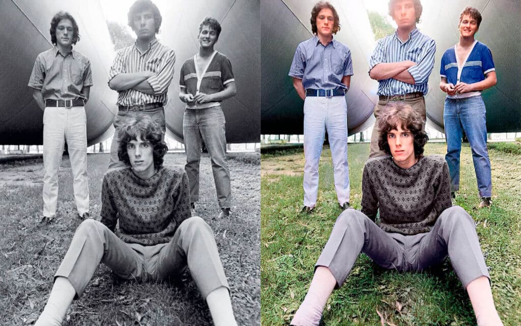 Restauran una foto histórica - Con inteligencia artificial, imaginación y mucha paciencia, el fotógrafo Matías Peralta restauró una imagen tomada por Andy Cherniavsky en 1984. flaco spinetta