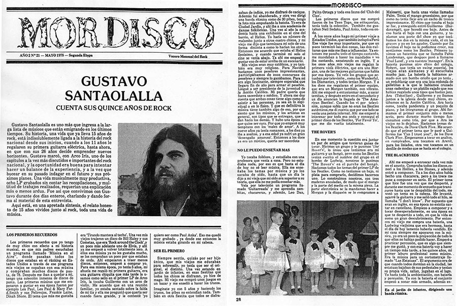 Gustavo Santaolalla cuenta sus quince años de rock - Gustavo Santaolalla es uno más que ingresa a la larga lista de músicos que están emigrando en los últimos tiempos. Su historia, una vida que ya lleva 15 años de rock, está indisolublemente ligada a la historia del rock nacional desde sus inicios, cuando a los 11 años le regalaron su primera guitarra eléctrica, hasta ahora, en que con sus 26 años decide emprender nuevos horizontes. santaolalla 2