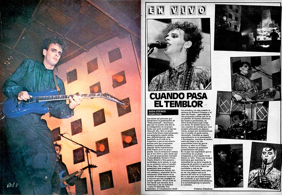 Cuando pasa el temblor - Las veinte mil personas que enmarcaron la presentación de "Nada personal", decretaron algo que va mucho más allá de la consagración de un grupo, hecho que suele suceder algunas veces por año. Que un grupo como Soda Stereo haya alcanzado una aceptación masiva señala que, definitivamente, algo ha cambiado en el rock en la Argentina y que se han abierto puertas para que propuestas estético musicales puedan adquirir cierta trascendencia. soda
