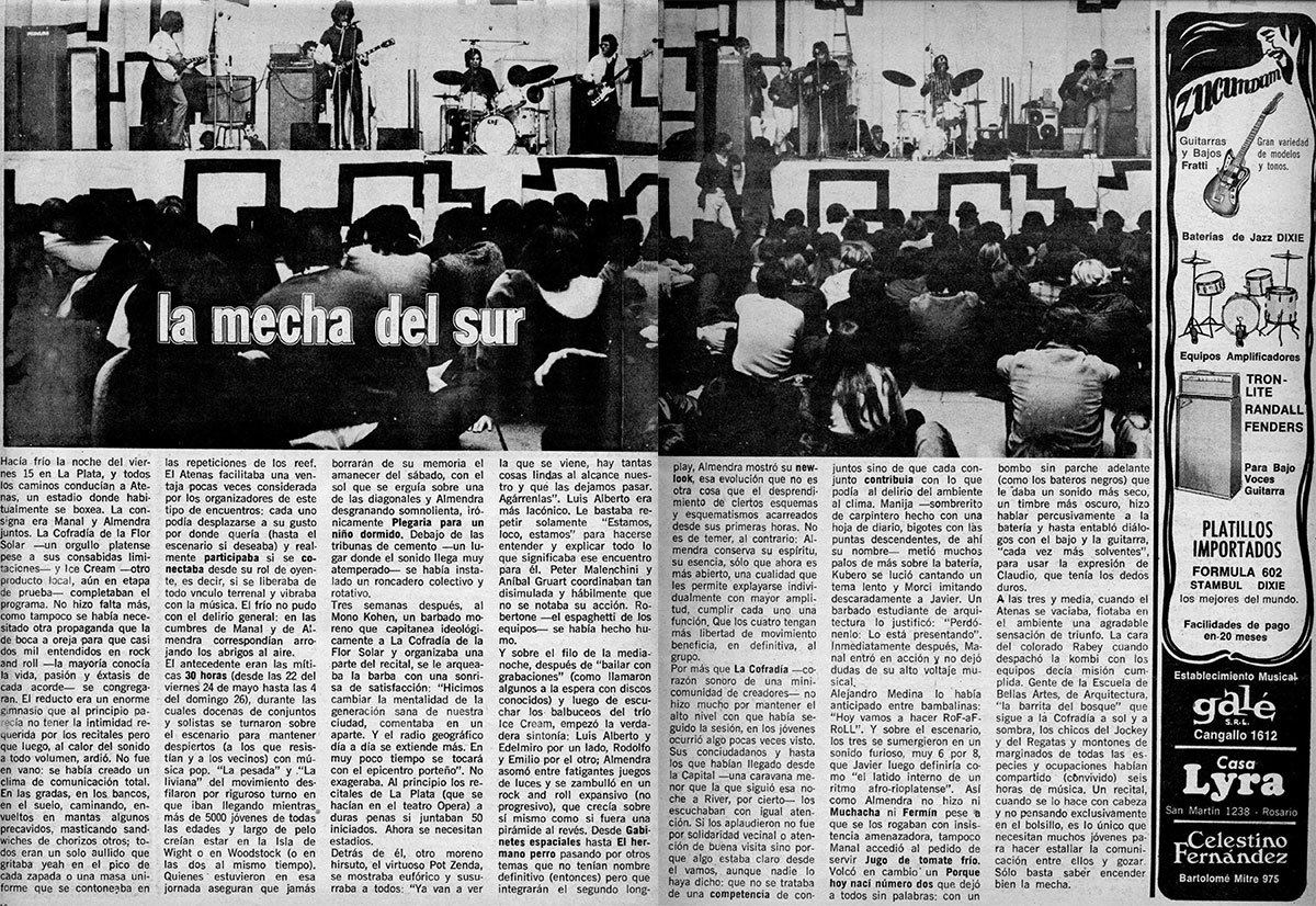 La mecha del sur - Hacía frío la noche del viernes 15 en La Plata, y todos los caminos conducían a Atenas, un estadio donde habitualmente se boxea. La consigna era Manal y Almendra juntos. La Cofradía de la Flor Solar —un orgullo platense pese a sus consabidas limitaciones— y Ice Cream —otro producto local, aún en etapa de prueba— completaban el programa. 93866740 51e9 4fb1 90bb a45c812eca02