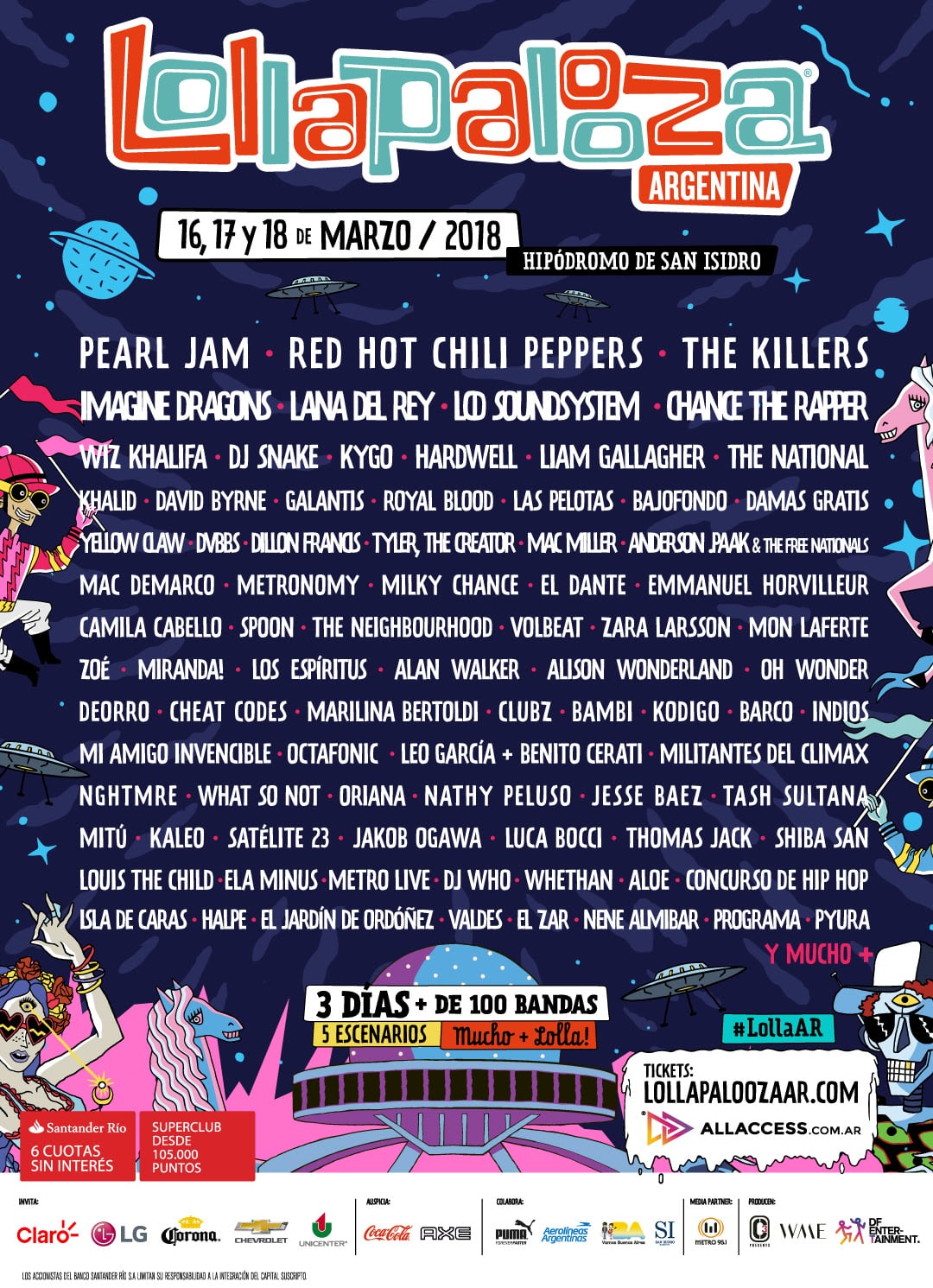 Lollapalooza Argentina 2018 confirma su lineup - Lollapalooza Argentina confirma las bandas y solistas que formarán parte del Line Up de su quinta edición: Pearl Jam, Red Hot Chili Peppers, The Killers, Imagine Dragons, Lana Del Rey, LCD Soundsystem, Chance The Rapper, Wiz Khalifa, DJ Snake, Kygo, Hardwell, Liam Gallagher, The National y muchos más formarán parte del festival más grande del país, que en esta nueva edición se extenderá a tres días. c89e16d2 b3db 4fbc 99f8 ebaff1ac67ca