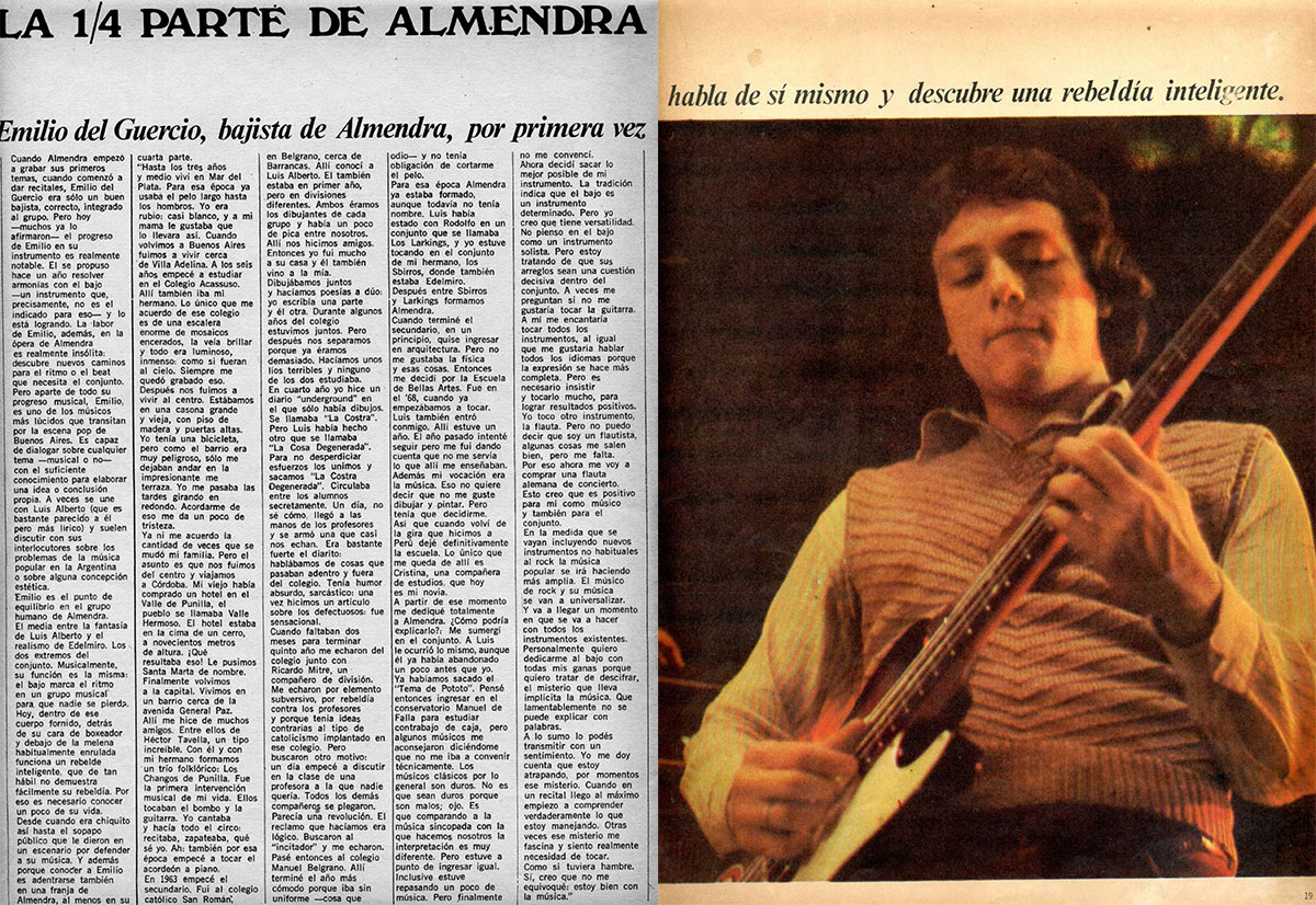 La 1/4 parte de Almendra - Emilio del Guercio, bajista de Almendra, por primera vez habla de sí mismo y descubre una rebeldía inteligente. d37a2462 d33f 4188 96f4 e2521ebfaf46