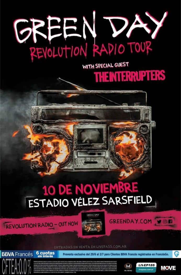 Green Day regresa a la Argentina - Se trata de la tercera visita al país. Anteriormente se presentó en 1998, en el Parque Sarmiento, y en 2010, en Costanera Sur, en el marco del Pepsi Music Festival. Este año su gira también arribará en Brasil, Chile, Perú, Colombia y México. f8fa32e3 0f8e 4c7e 9ba0 cef268e318f6