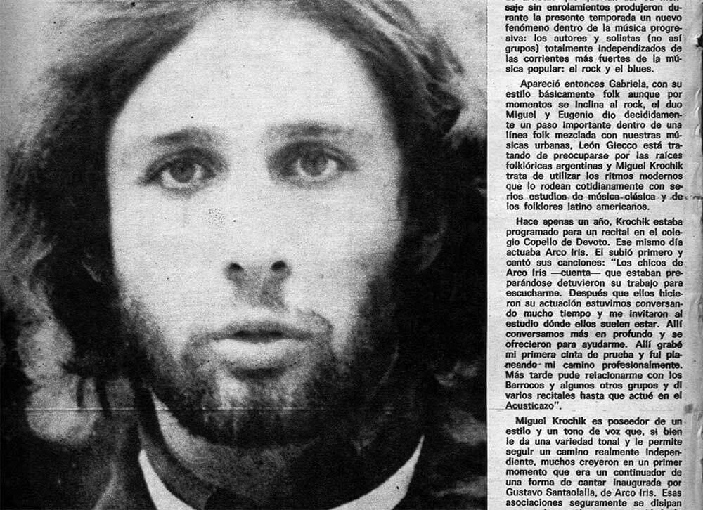 Miguel Krochik: comunicante mensajero - Esta es otra nota a los cantantes compositores de una nueva generación que está otorgando una nueva posibilidad expresiva a la música popular. Esta vez, Miguel Krochik, probablemente el más definido baladista desde los tiempos de Miguel Abuelo. 245d5568 750c 45c7 a6fa 4941412c69f2