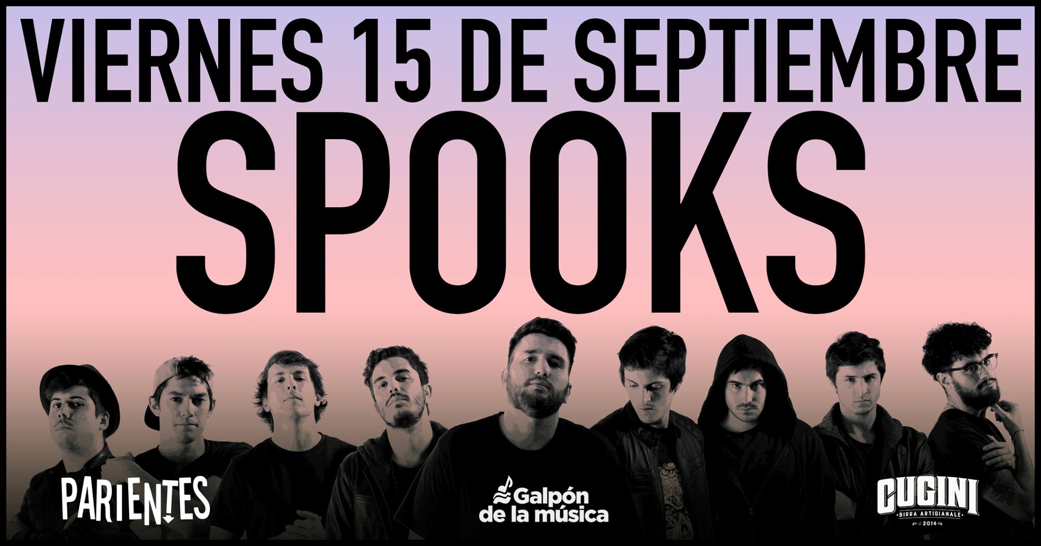Spooks y el show del año en el Galpón de la Música junto a Parientes - Parientes arrancó cuando Guido y Agustín tenían apenas 10 años y comenzaron a dar los primeros pasos en la música. En la adolescencia, y luego de un par de años llegarían, a formar diferentes bandas con distintos integrantes en los instrumentos. Luego de un año en Buenos Aires, Emilio el más chico de los Parientes con 16 años, se sumó a los ensayos en la ciudad de Junín cada vez que se encontraban, aunque muy esporádicamente. Fue así como salieron a la calle mostrando un nuevo estilo mas maduro y rockero que los llevó a grabar su primer disco. 560ea774 e63a 4730 ac79 3e578e72dfc3