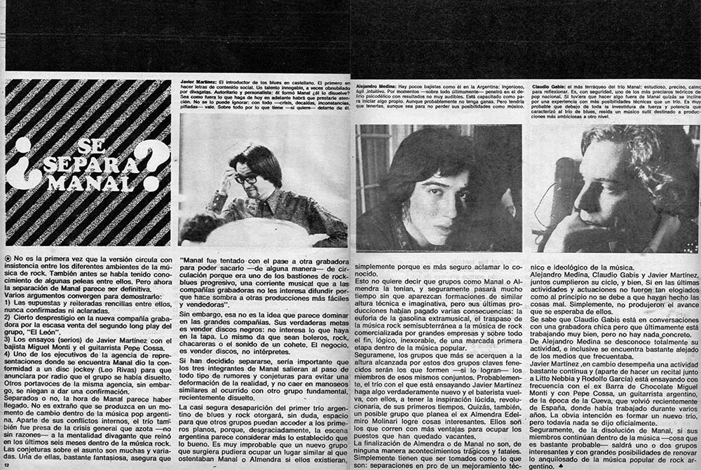 ¿Se separa Manal? - No es la primera vez que la versión circula con insistencia entre los diferentes ambientes de la música de rock. También antes se había tenido conocimiento de algunas peleas entre ellos. Pero ahora la separación de Manal parece ser definitiva. 739eebde 3a54 43f6 88bb e60cea57f218