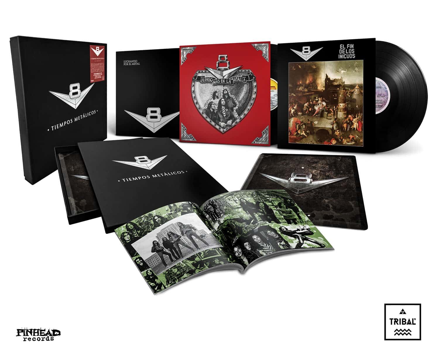 "Tiempos metálicos": la discografía de V8 en vinilo - V8 lanza el esperado box set "Tiempos metálicos", remasterizando su discografía completa en vinilo con contenido adicional. Tiempos metálicos, el boxset de V8