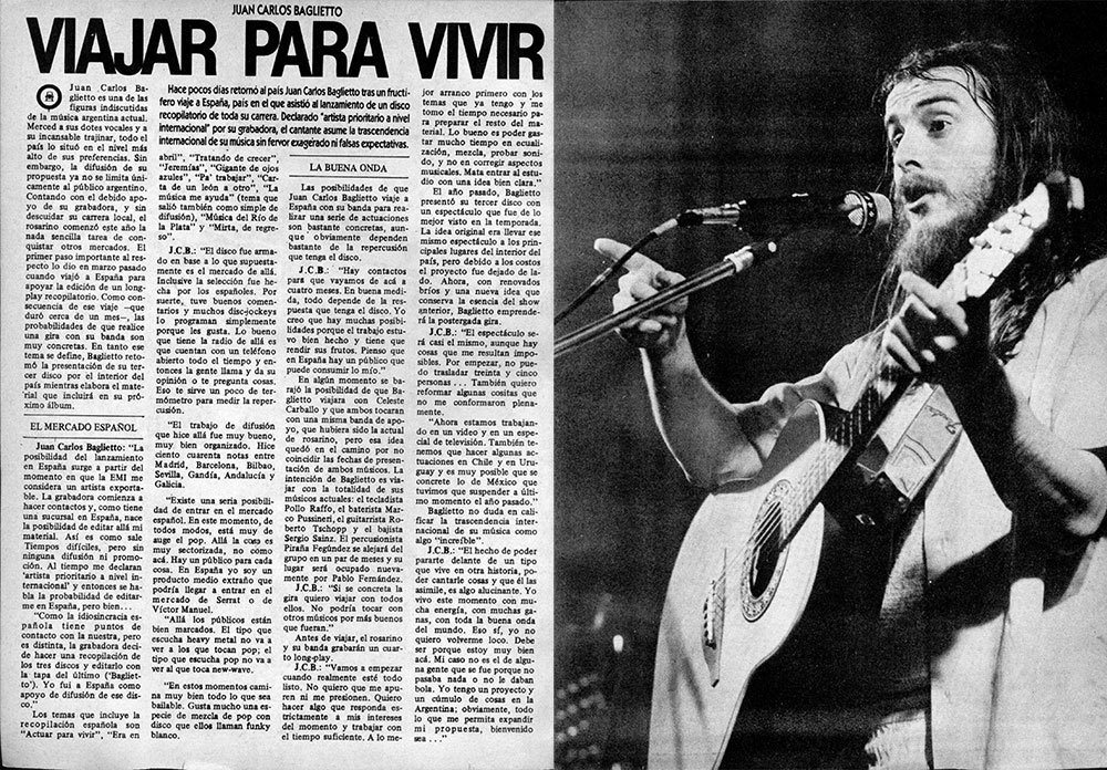 Juan Carlos Baglietto: viajar para vivir - Hace pocos días retorno al pais Juan Carlos Baglietto tras un fructífero viaje a España, pais en el que asistio al lanzamiento de un disco recopilatorio de toda su carrera. Declarado 'artista prioritario a nivel internacional" por su grabadora, el cantante asume la trascendencia internacional de su música sin fervor exagerado ni falsas expectativas. 90d80990 cefd 4774 aa04 eb4df4a4965c