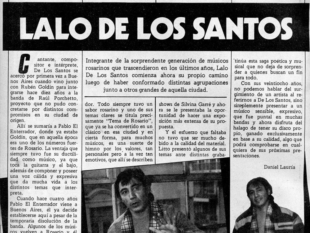 Presentaciones: Lalo De los Santos - Integrante de la sorprendente generación de músicos rosarinos que trascendieron en los últimos años, Lalo De Los Santos comienza ahora su propio camino luego de haber conformado distintas agrupaciones junto a otros grandes de aquella ciudad. fca6ce6e fa31 463f 8909 786ac0175a44