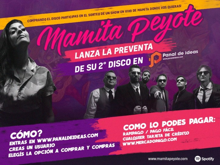 Mamita Peyote lanza la pre-venta de su segundo disco - Mamita Peyote suena con fuerza, con sello propio. Rocksteady, reggae, ska–jazz, rumba, swing, funk, gypsy punk, entre otros, son los géneros de esta banda rosarina de ecléctica magia conformada por reconocidos músicos de la escena local procedentes de distintos estilos e influencias. 14a1df1d e23d 44d8 97f7 8d64fc0b1b38