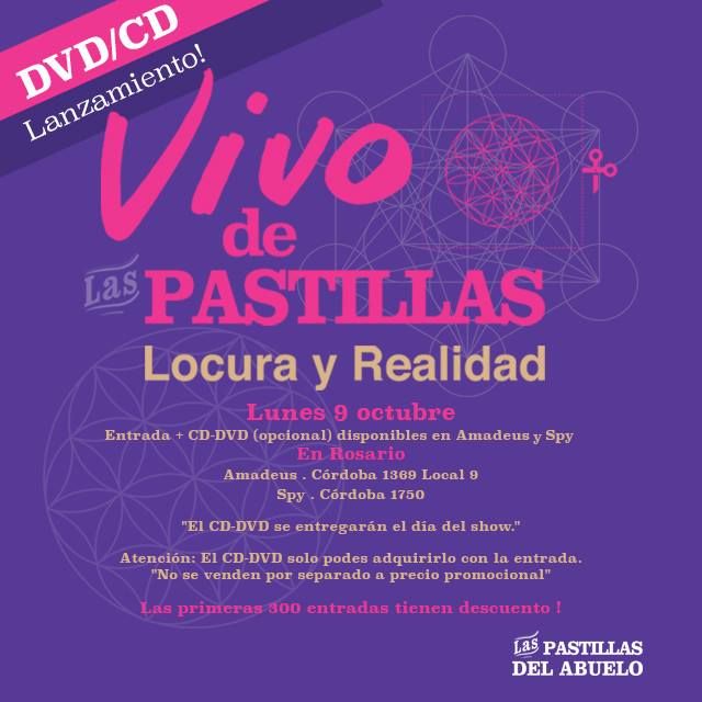Las Pastillas del Abuelo lanza su primer CD+DVD - La presentación de "Locura y realidad" será el 7 de diciembre en el Hipódromo del Parque Independencia, en Rosario. Las entradas ya pueden conseguirse online y en algunos locales físicos de la ciudad santafesina. 4916e820 5d23 46e1 ba82 b6d9b4b1ff2e