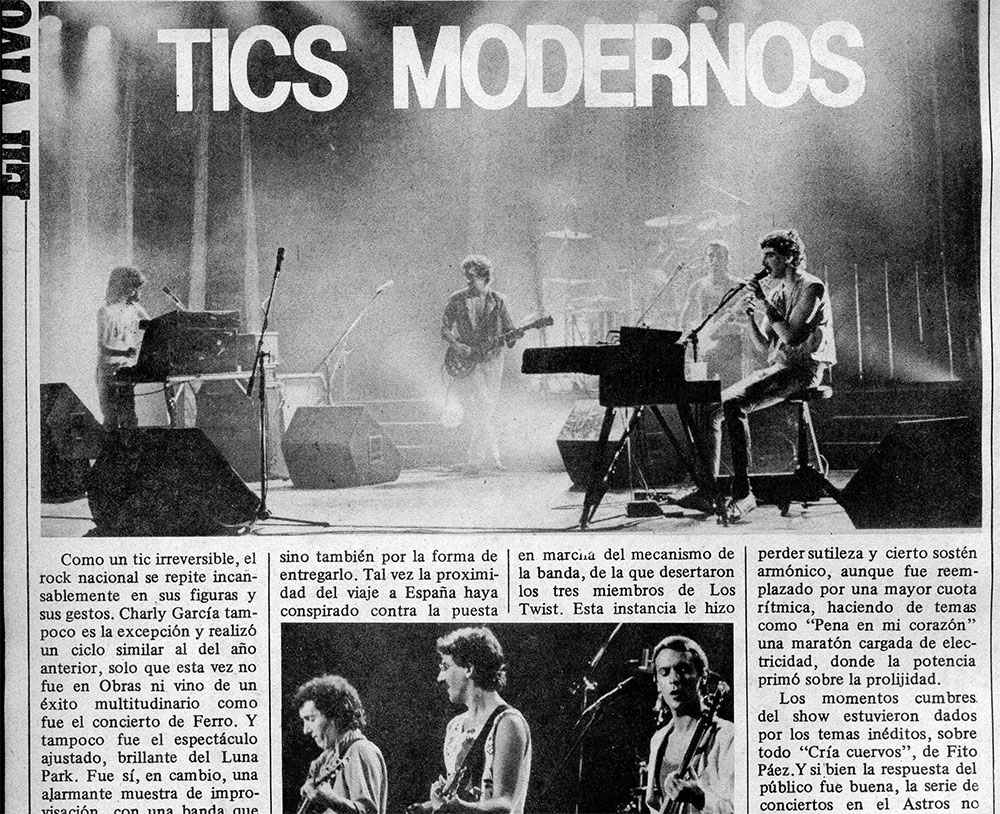 Charly García: tics modernos - Como un tic irreversible, el rock nacional se repite incansablemente en sus figuras y sus gestos. Charly García tampoco es la excepción y realizó un ciclo similar al del año anterior, solo que esta vez no fue en Obras ni vino de un éxito multitudinario como fue el concierto de Ferro. 4fbff9c2 0280 43cc b09c d0d6c9f69381