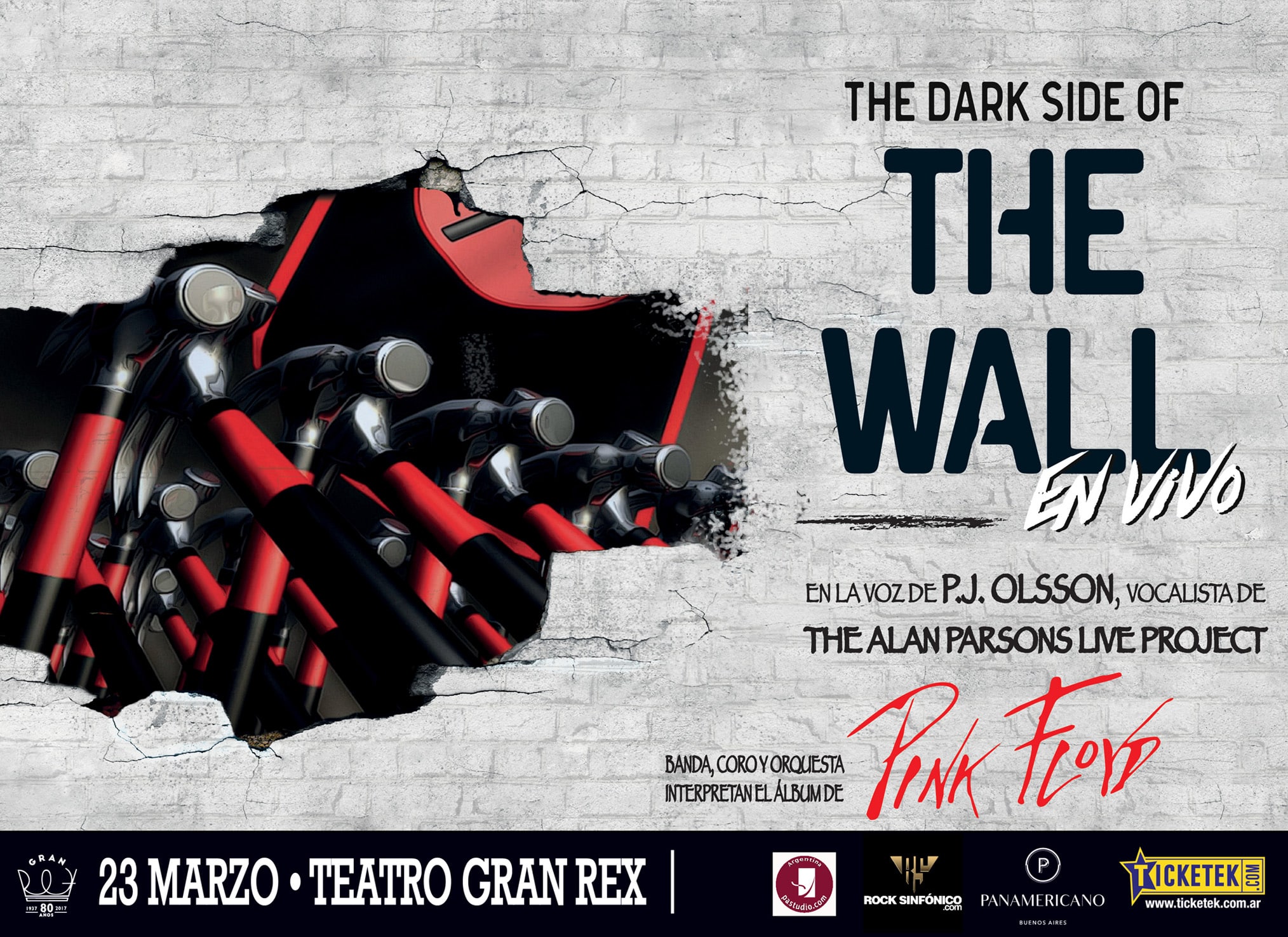 "The dark side of the wall" en Argentina, en la voz de P.J. Olsson - Luego del gran éxito en el teatro Coliseo, donde agotó localidades, el cantante y compositor norteamericano P.J. Olsson, junto a los músicos que supieron transmitir el espíritu de Pink Floyd por casi tres décadas, regresarán el próximo 23 de marzo a la Av. Corrientes en el mítico Teatro Gran Rex para este espectáculo que, nuevamente, demolerá muros. 5f5d8da7 6425 4294 8b1a 5d8f6c650dd8
