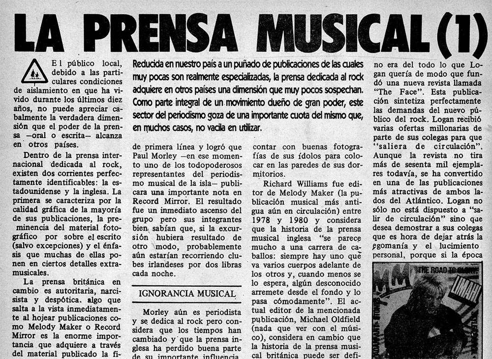 La prensa musical - Reducida en nuestro país a un puñado de publicaciones de las cuales muy pocas son realmente especializadas, la prensa dedicada al rock adquiere en otros países una dimensión que muy pocos sospechan. Como parte integral de un movimiento dueño de gran poder, este sector del periodismo goza de una importante cuota del mismo que, en muchos casos, no vacila en utilizar. 75550b78 2518 41c6 8d52 99e7d6c91100
