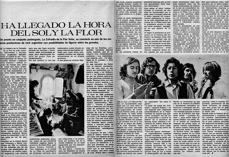 Ha llegado la hora del sol y la flor - De pronto un conjunto postergado, La Cofradía de la Flor Solar, se convierte en uno de los mejores productores de rock argentino con posibilidades de figurar entre los grandes. 79f67498 ade6 4ca3 b861 383a46a8bd7d