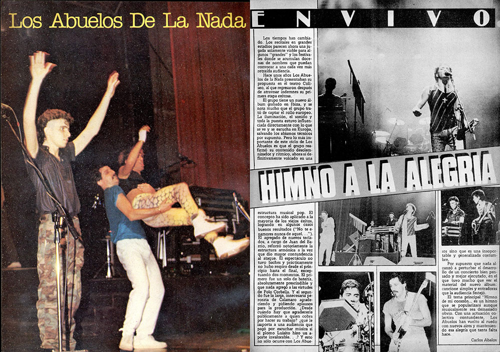 Rescate: Los Abuelos presentan "Himno de mi corazón" - Con nuevos sonidos, influencias europeas y un espíritu desolemnizador, Los Abuelos retornaban al Teatro Coliseo para presentar su nuevo álbum y reconquistar a su público. Así lo reflejaba la crónica que publicaba la Revista Pelo, en noviembre de 1984. 9da3db13 ce74 42c1 a570 978a24cdd402