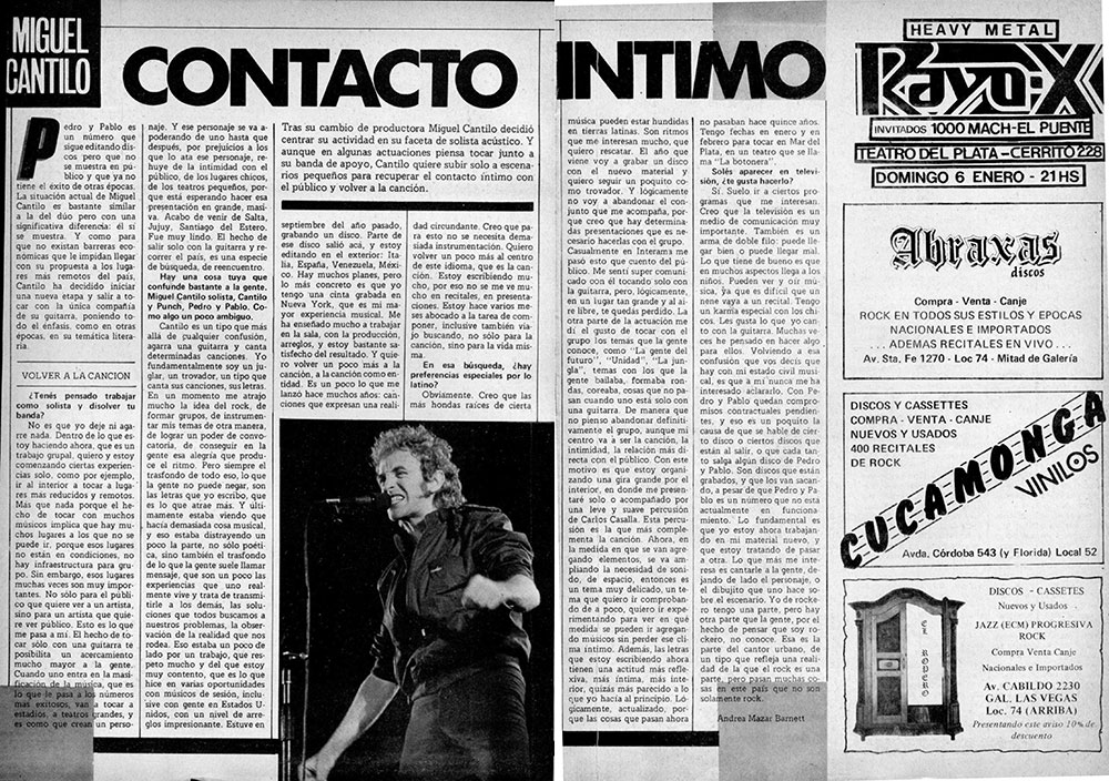 Miguel Cantilo: contacto íntimo - Tras su cambio de productora Miguel Cantilo decidió centrar su actividad en su faceta de solista acústico. Y aunque en algunas actuaciones piensa tocar junto a su banda de apoyo, Cantilo quiere subir solo a escenarios pequeños para recuperar el contacto intimo con el público y volver a la canción. b055f083 c093 49a1 ab8d 36b9e8f7e9d4
