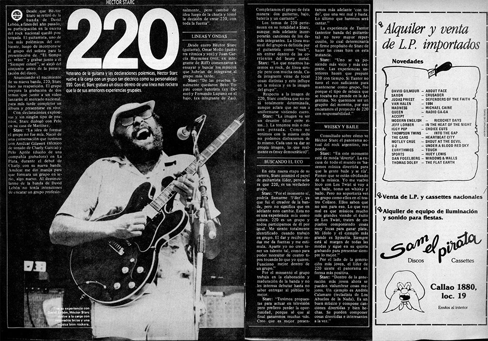 Héctor Starc: 220 - Veterano de la guitarra y las declaraciones polemicas, Héctor Starc vuelve a la carga con un grupo tan electrico como su personalidad: 220. Con el, Starc grabara un disco dentro de una linea mas rockera que la de sus anteriores experiencias grupales. ebbd9fa4 6c8f 40fc af6b ead8dcc9a147
