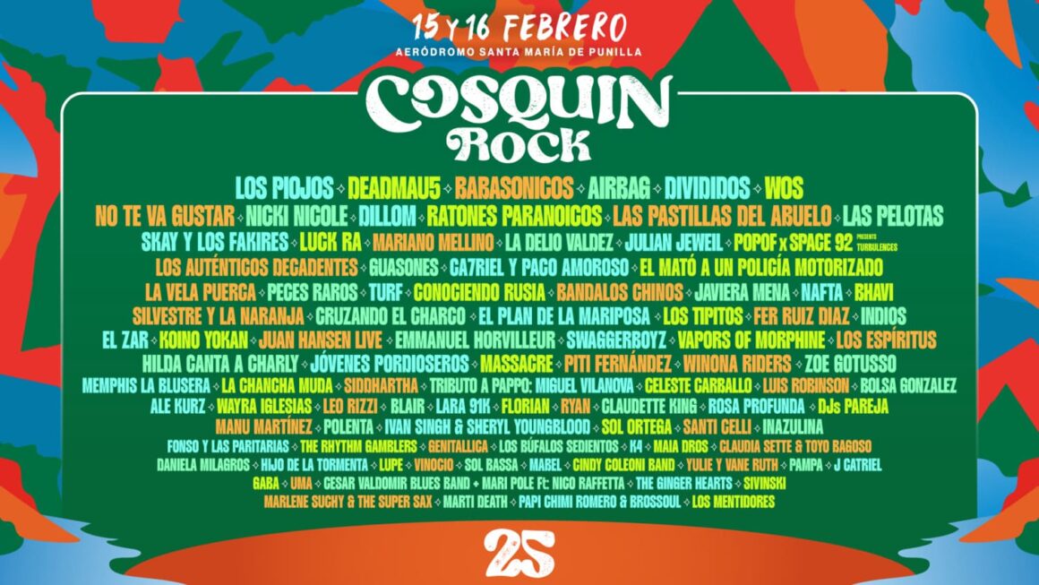 Cosquín Rock 2025: la grilla - En tiempos de anuncios de grillas de festivales y de regresos, Cosquín Rock dio a conocer las bandas que formarán parte del line up en la edición de febrero de 2025, que incluye la vuelta de Los Piojos. grilla