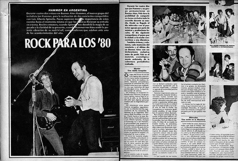 El encuentro del año: Spinetta y Jan Hammer - El tecladista Jan Hammer visitó Buenos Aires y realizó dos shows magníficos junto al Flaco. Fue en octubre de 1979 en Obras, y acá recuperamos una crónica del evento y una entrevista al músico checoslovaco nacionalizado estadounidense. Rescate de una nota publicada en Revista Pelo 120, noviembre de 79. Spinetta y Hammer